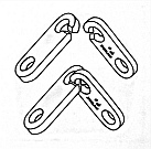 Illustration of how Link-Lock key rings come apart like nautical sister hooks.